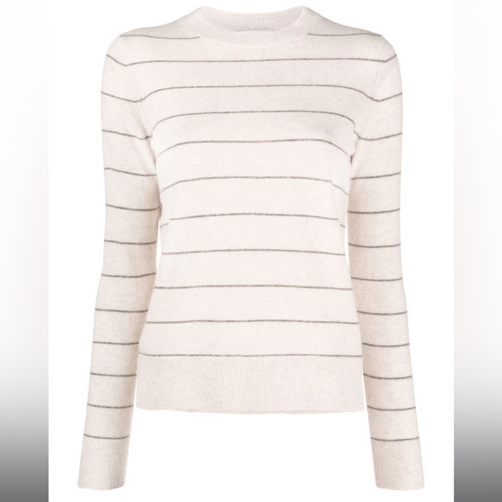 Small VINCE Stripe Wool &‎ Cashmere Sweater In Heather
Cream/ Heather Caribou